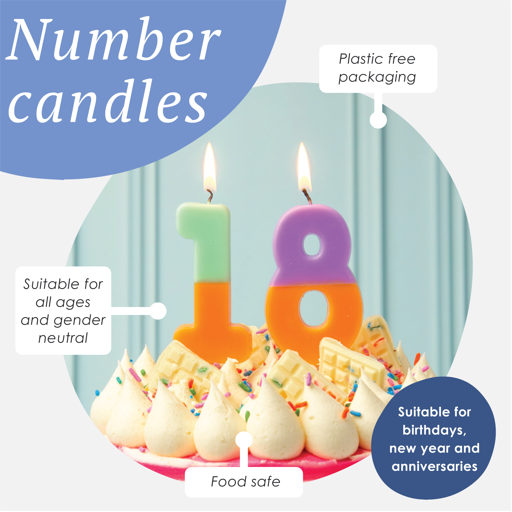 Orange & Light Pink Birthday Number Candle - 9