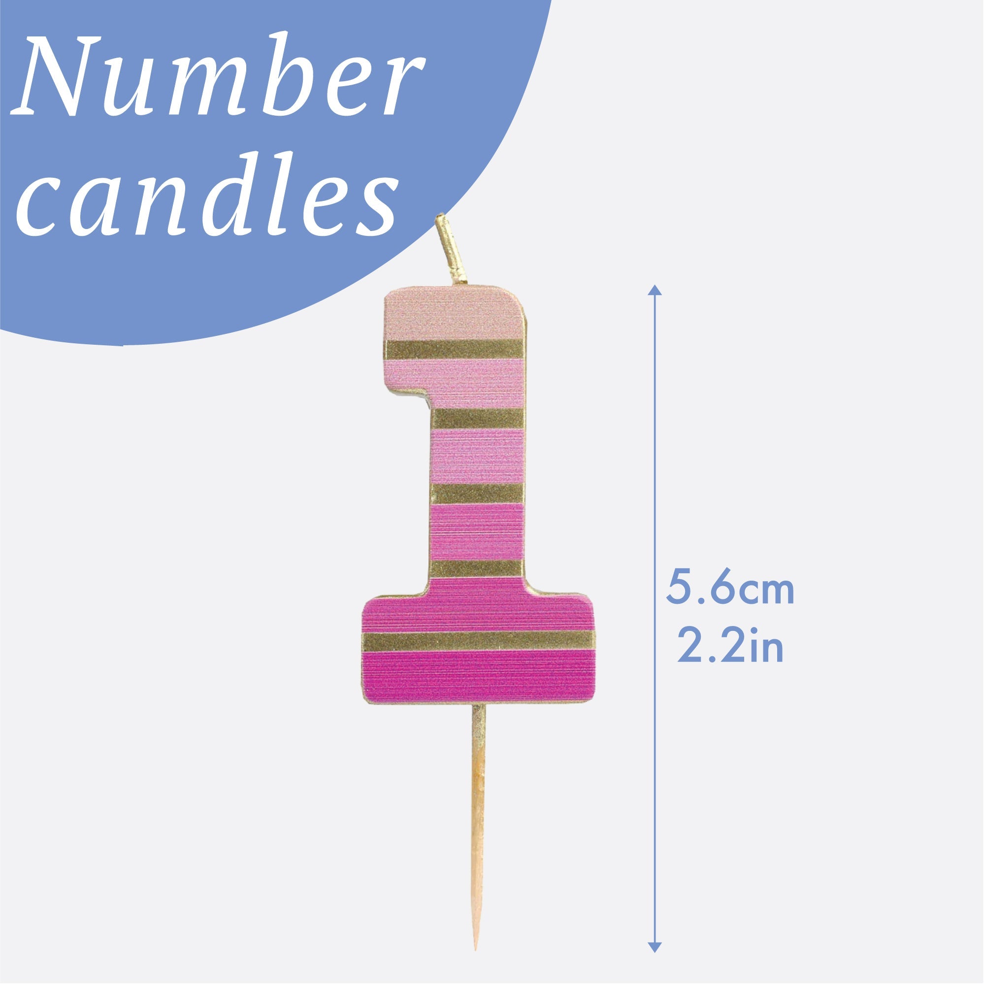 Pink & Gold Birthday Number Candle - 1