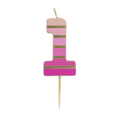 Pink & Gold Birthday Number Candle - 1