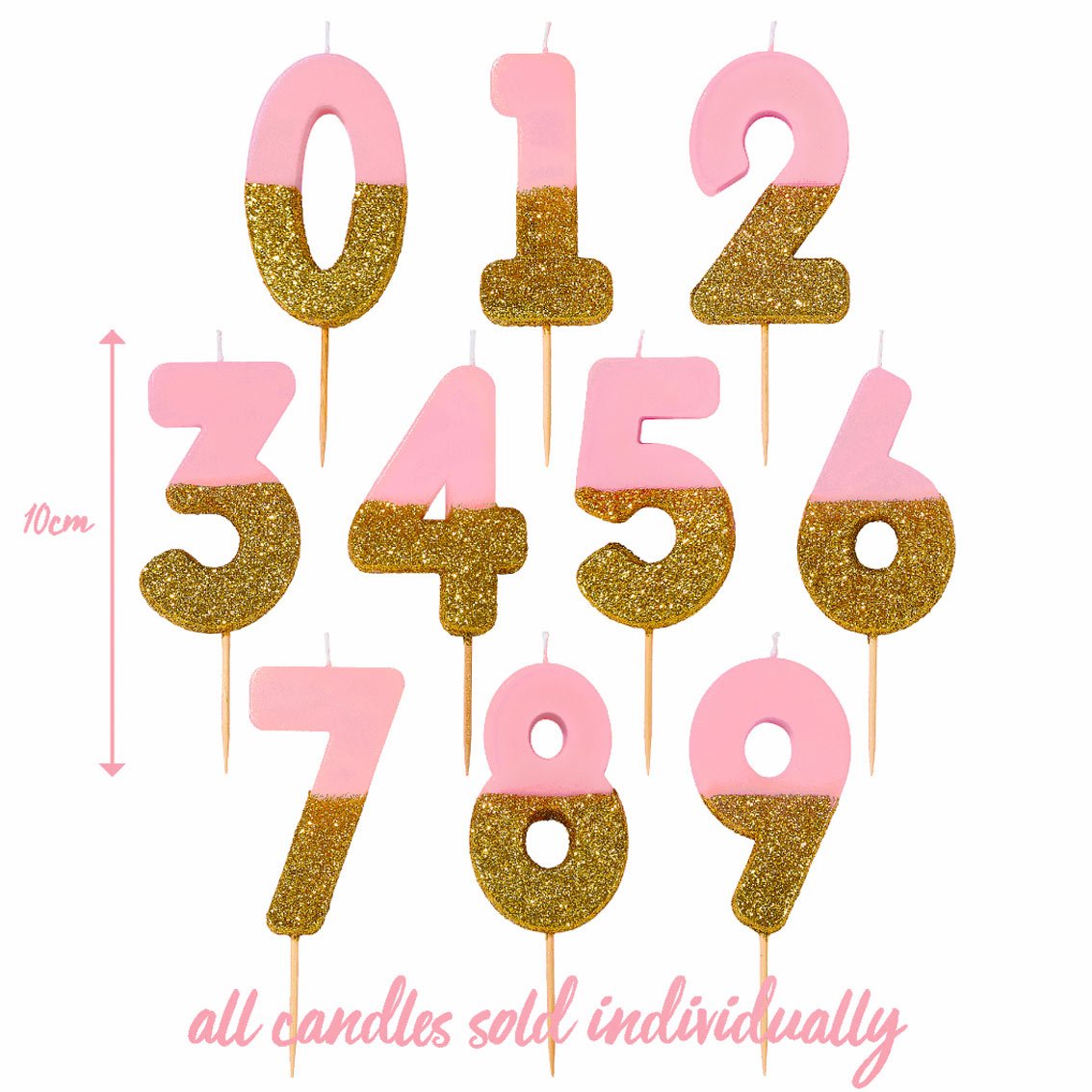 Pink & Gold Glitter Birthday Number Candle - 6