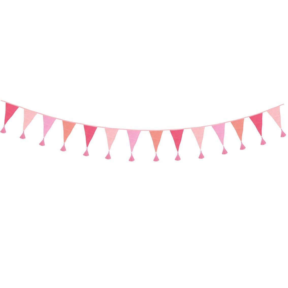 Pink Fabric Birthday Banner Bunting - 3m