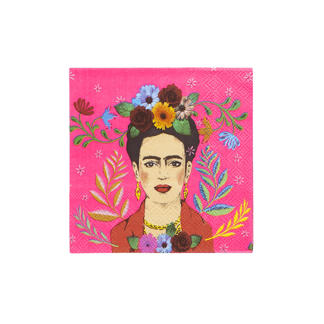 Pink Frida Kahlo Cocktail Paper Napkins - 20 Pack