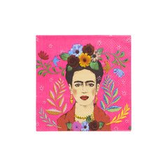 Pink Frida Kahlo Cocktail Paper Napkins - 20 Pack
