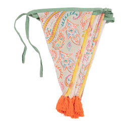 Orange & Pink Paisley Fabric Birthday Banner Bunting - 3m