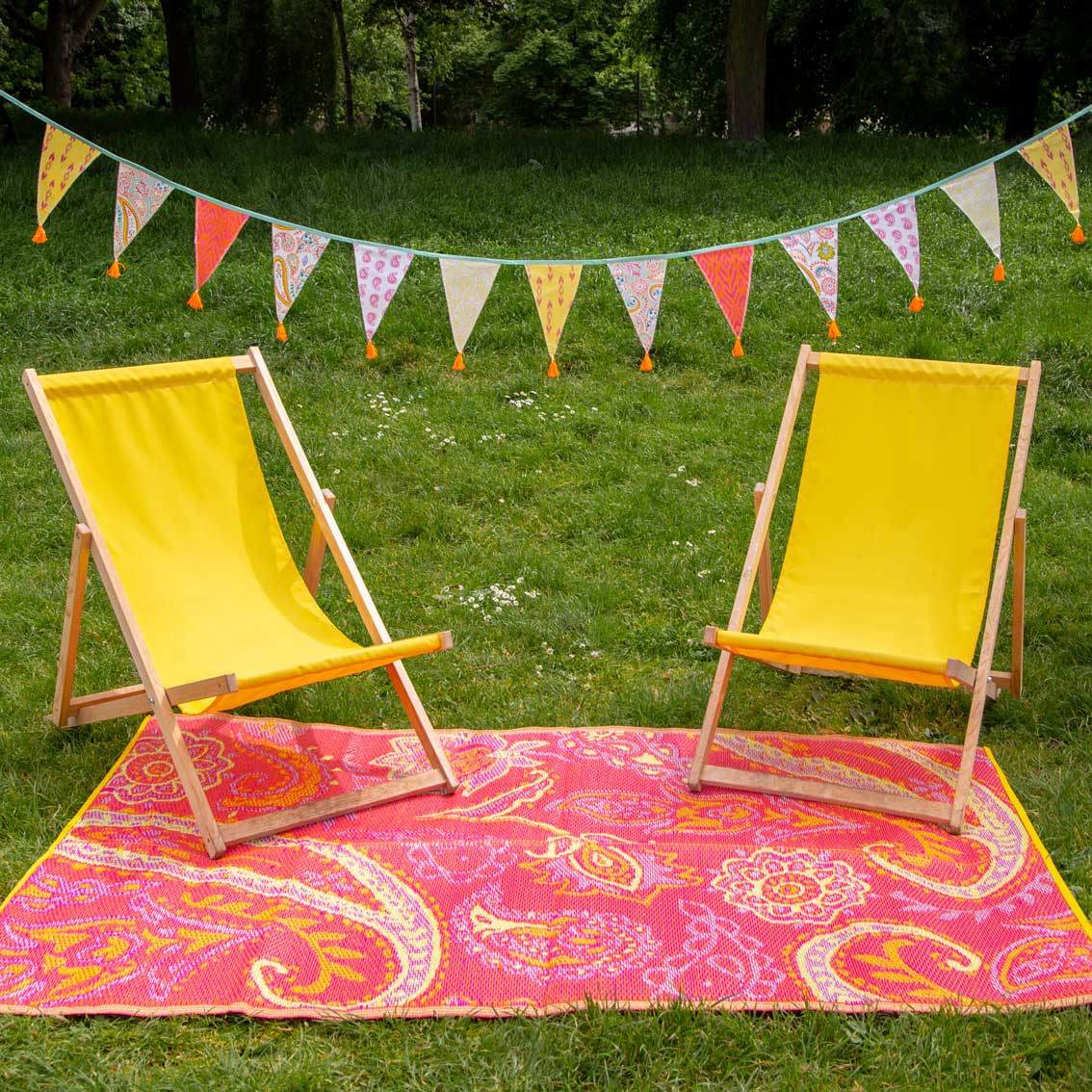 Orange & Pink Paisley Fabric Birthday Banner Bunting - 3m