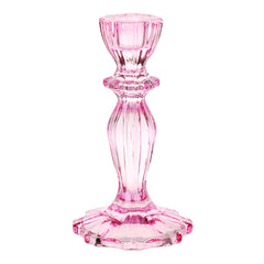 Pink Glass Candlestick Holder