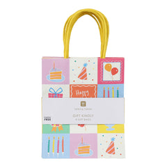 Happy Birthday Icons Gift Bags - 8 Pack