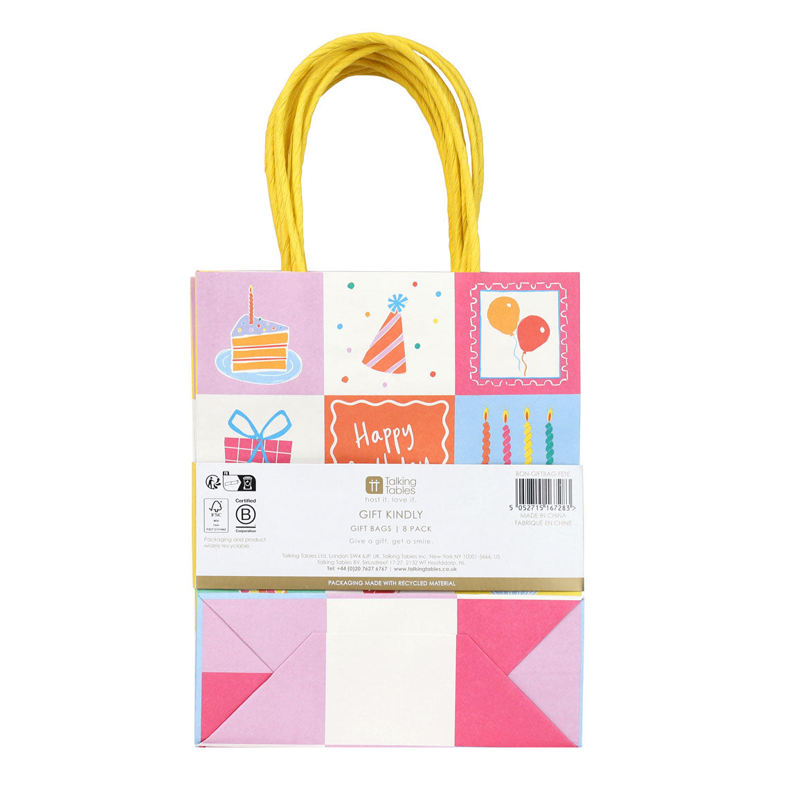 Happy Birthday Icons Gift Bags - 8 Pack