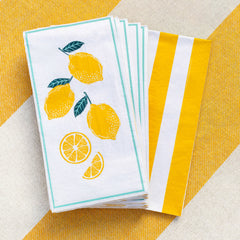 Lemon Long Lunch Paper Napkins - 16 Pack