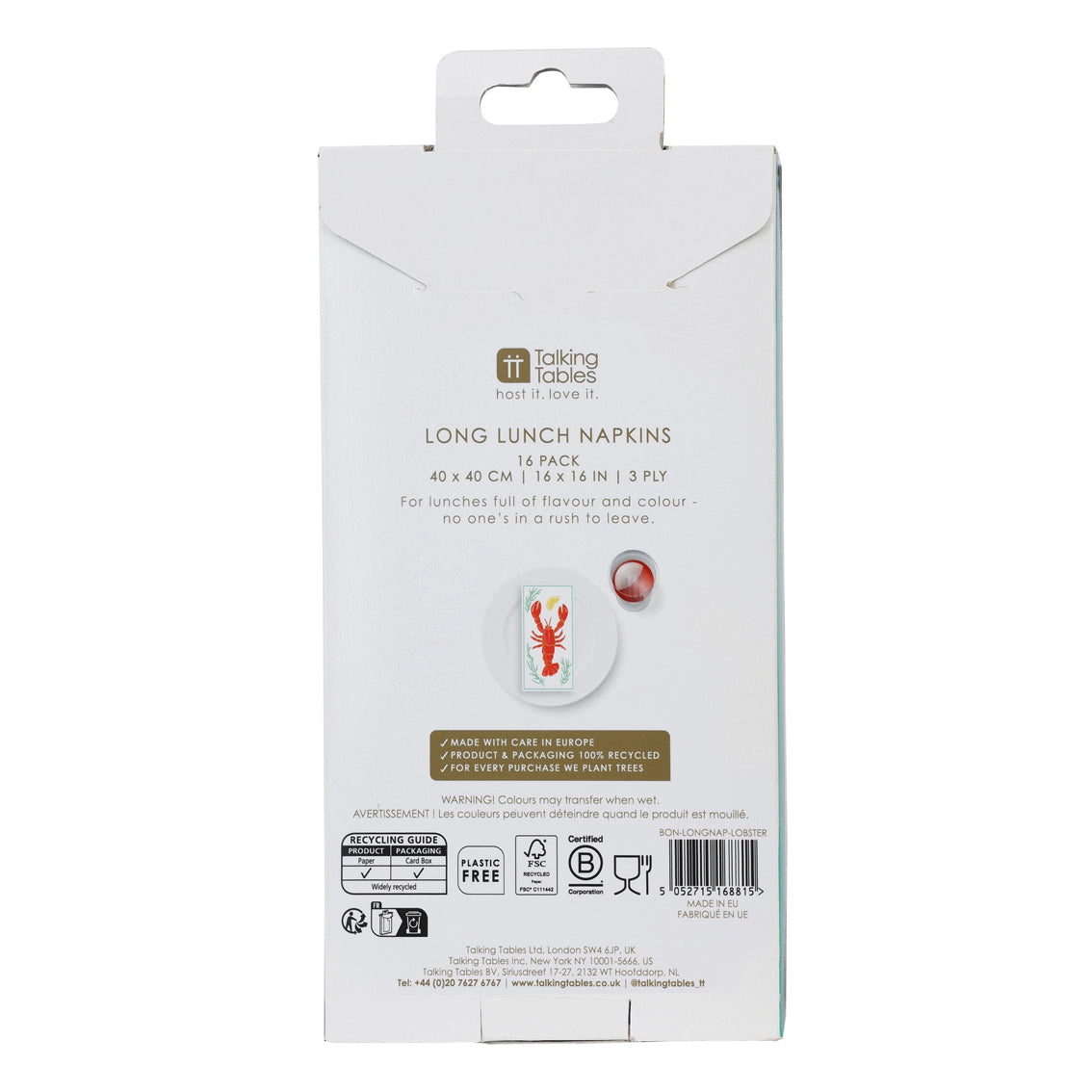 Lobster Long Lunch Paper Napkins - 16 Pack