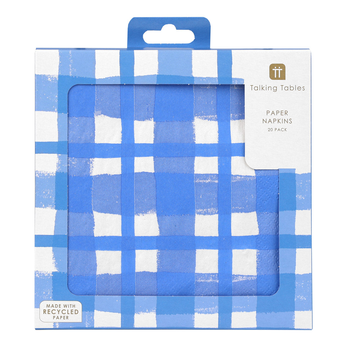 Blue & White Check Paper Napkins - 20 Pack