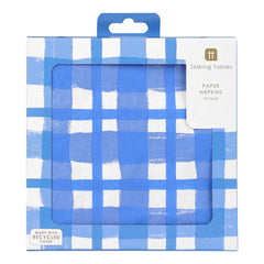 Blue & White Check Paper Napkins - 20 Pack