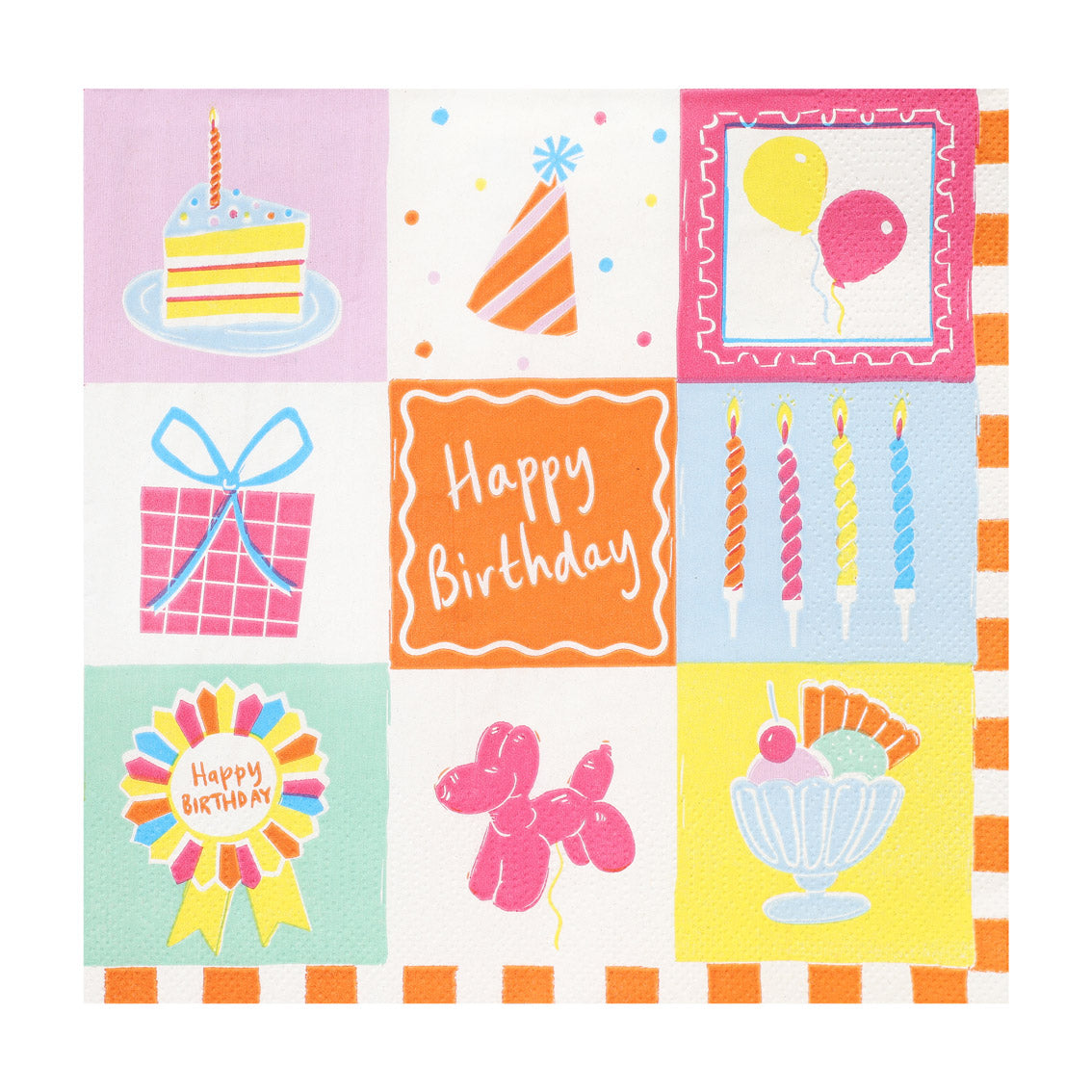Happy Birthday Icons Paper Napkins - 20 Pack