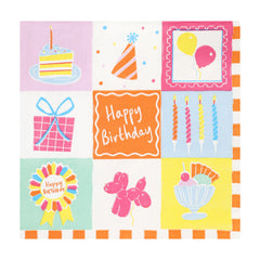 Happy Birthday Icons Paper Napkins - 20 Pack