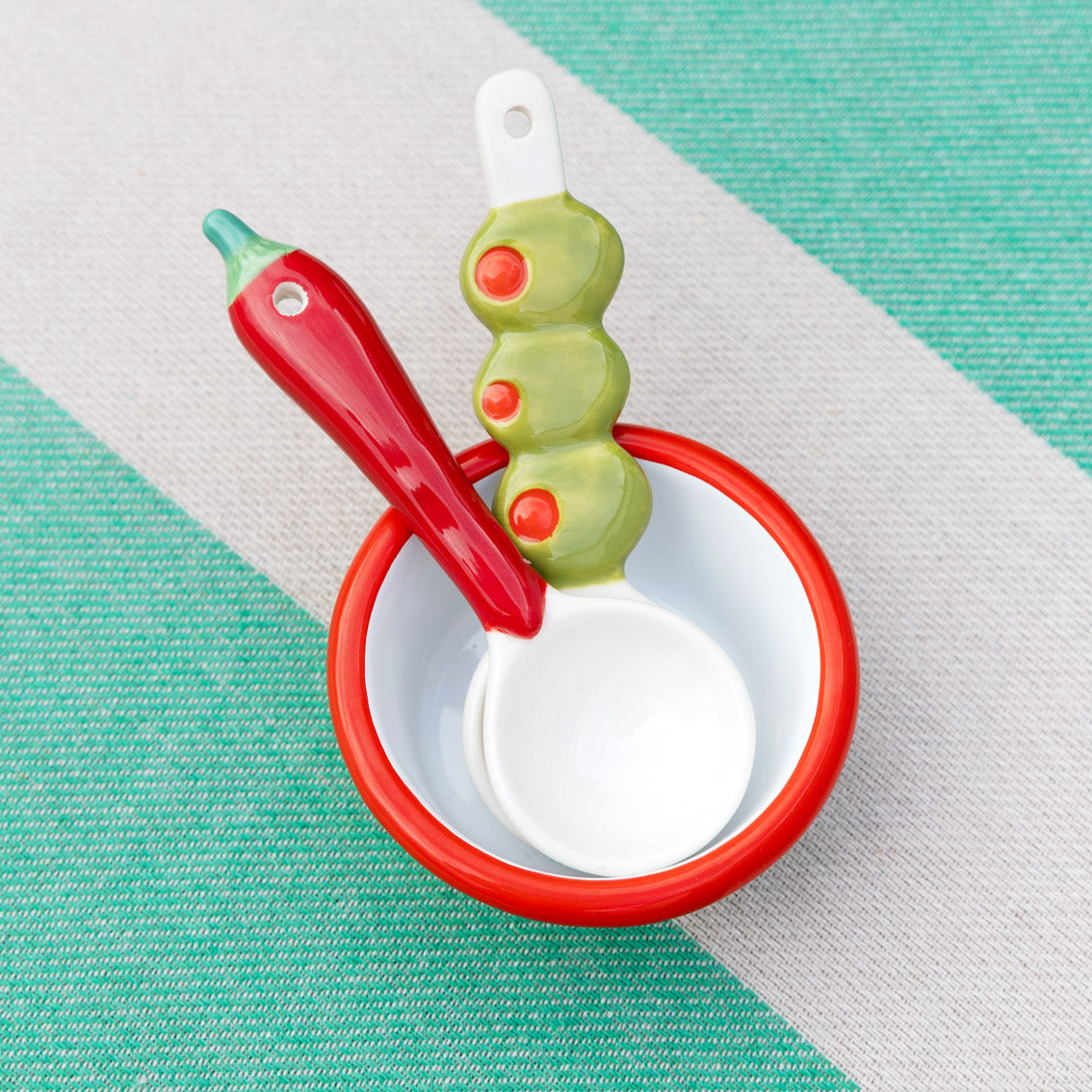 Olive & Chilli Ceramic Spoons