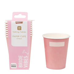 Bridal Pink Paper Cups - 8 Pack