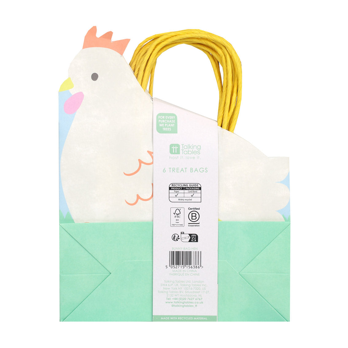 Hen Shaped Easter Paper Gift Bags - 6 Pack