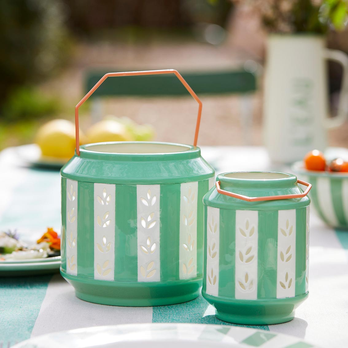 Green Enamel Lanterns Set