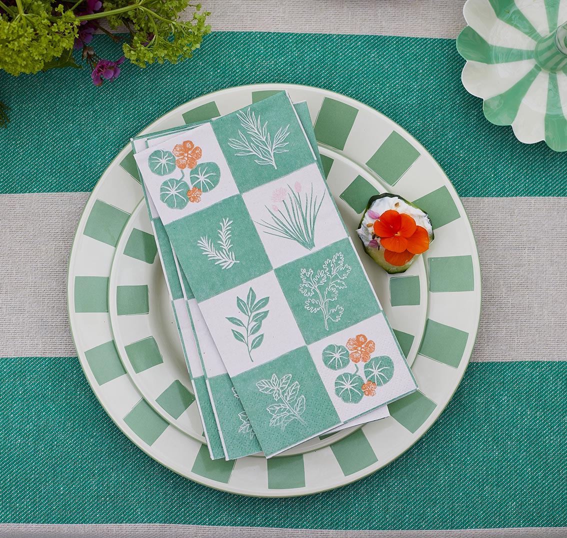Herb Long Lunch Paper Napkins - 16 Pack