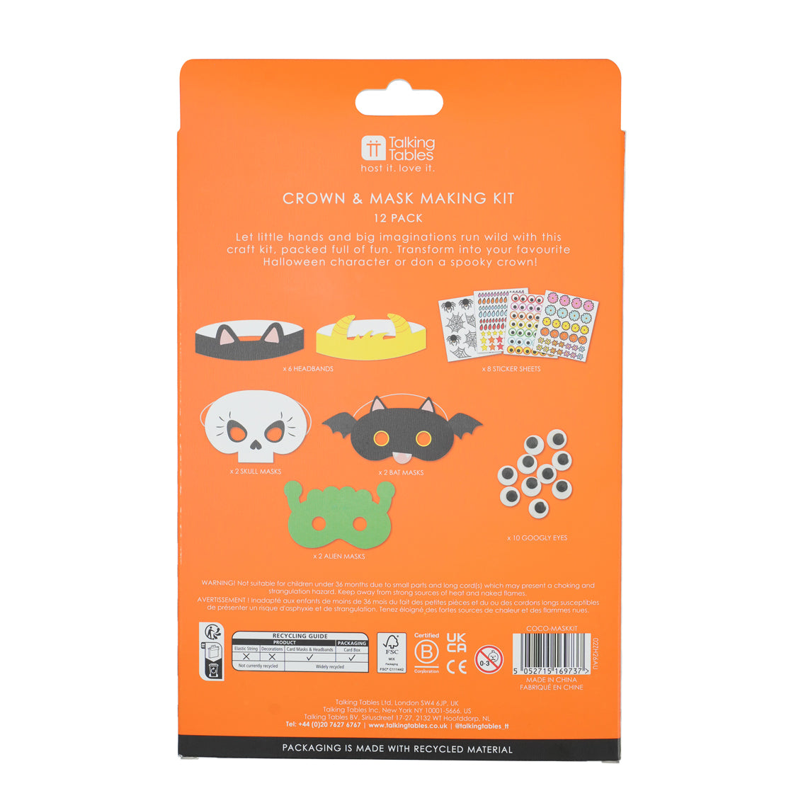 Halloween Masks & Headband Kit - 12 Pack