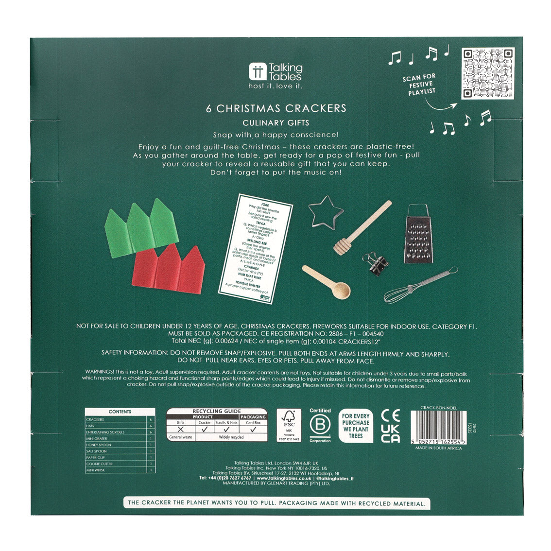 Bon Noel Icons Green Christmas Crackers – 6 Pack