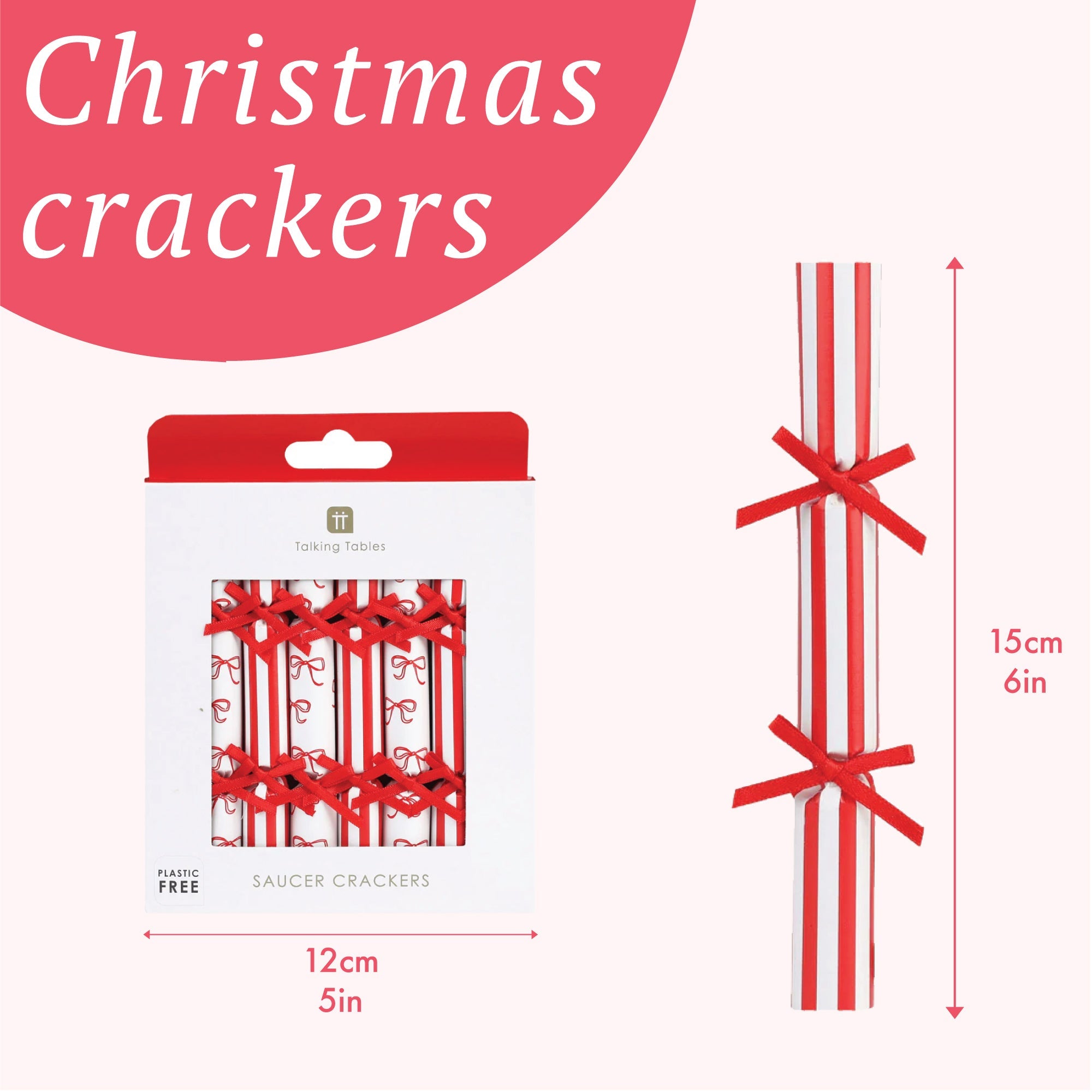 Bow Christmas Saucer Crackers - 8 Pack