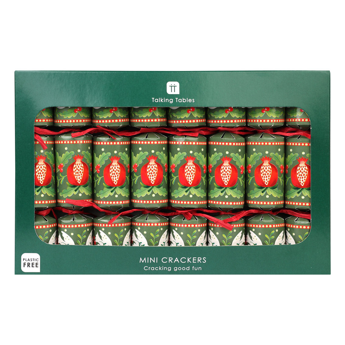Folklore Green Mini Christmas Crackers - 8 Pack