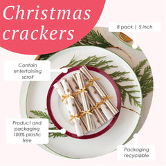 Gold Christmas Saucer Crackers - 8 Pack