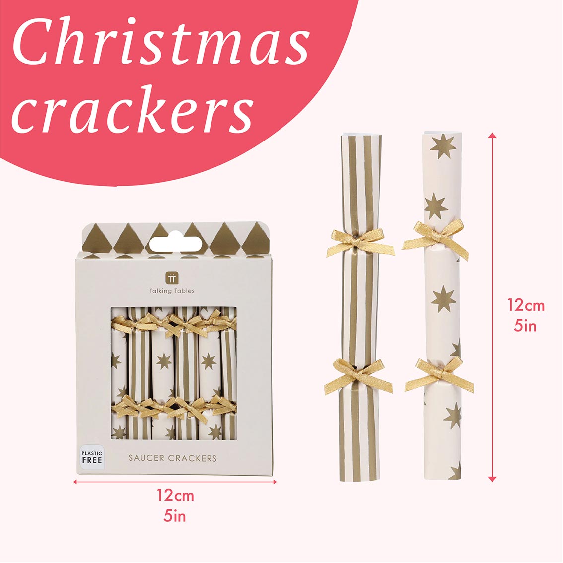 Gold Christmas Saucer Crackers - 8 Pack
