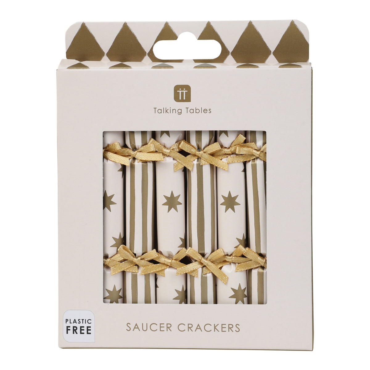 Gold Christmas Saucer Crackers - 8 Pack