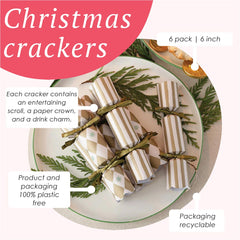 Gold Harlequin Mini Christmas Crackers - 6 Pack