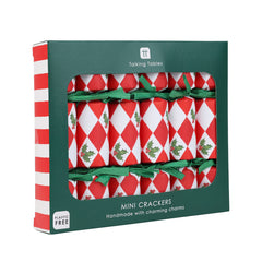 Holly Red & White Harlequin Mini Christmas Crackers - 6 Pack