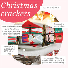 Nutcracker 3 Design Christmas Crackers - 6 Pack
