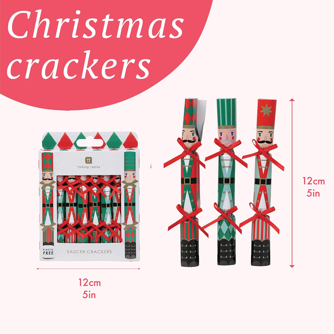 Nutcracker Christmas Saucer Crackers - 8 Pack