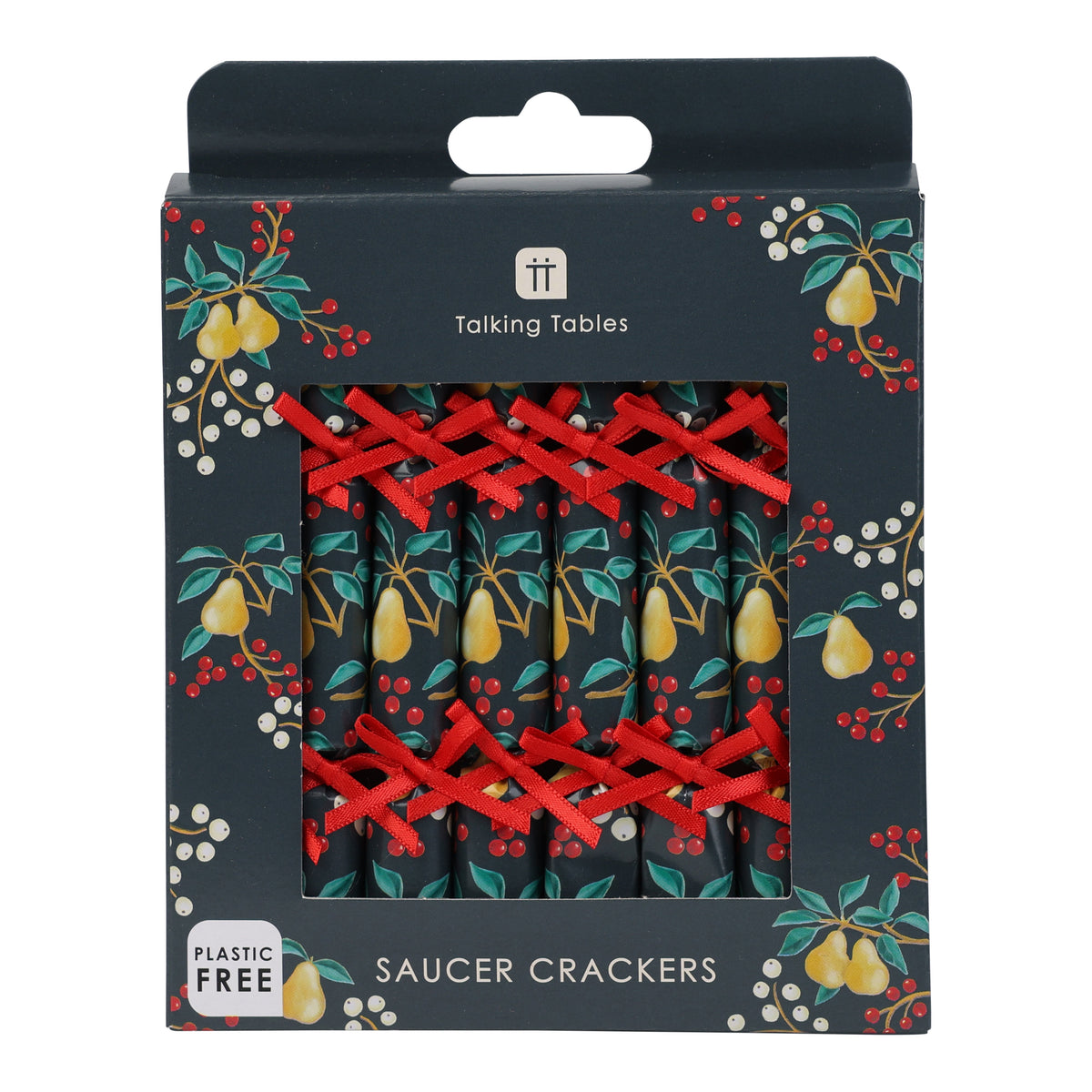 Partridge & Pear Christmas Saucer Crackers - 8 Pack