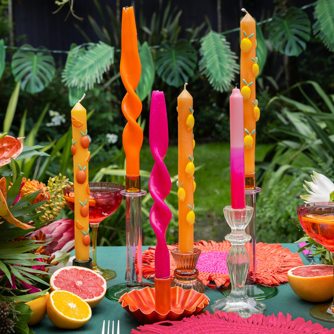 Orange Scalloped Metal Dinner Candle Holder