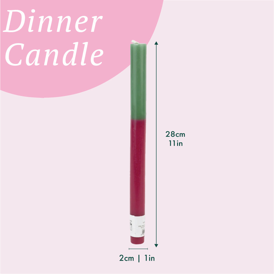 Green & Burgundy Straight Dinner Candle