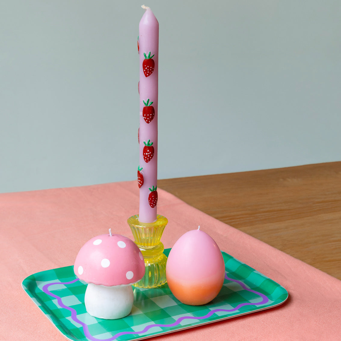 Pink & Orange Ombre Egg Shaped Candle