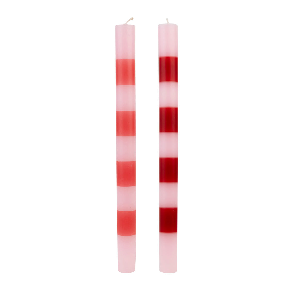 Pink & Red Stripe Dinner Candles - 4 Pack