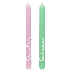 Green & Pink 'Soiree' 'Shindig' Dinner Candles - 2 Pack