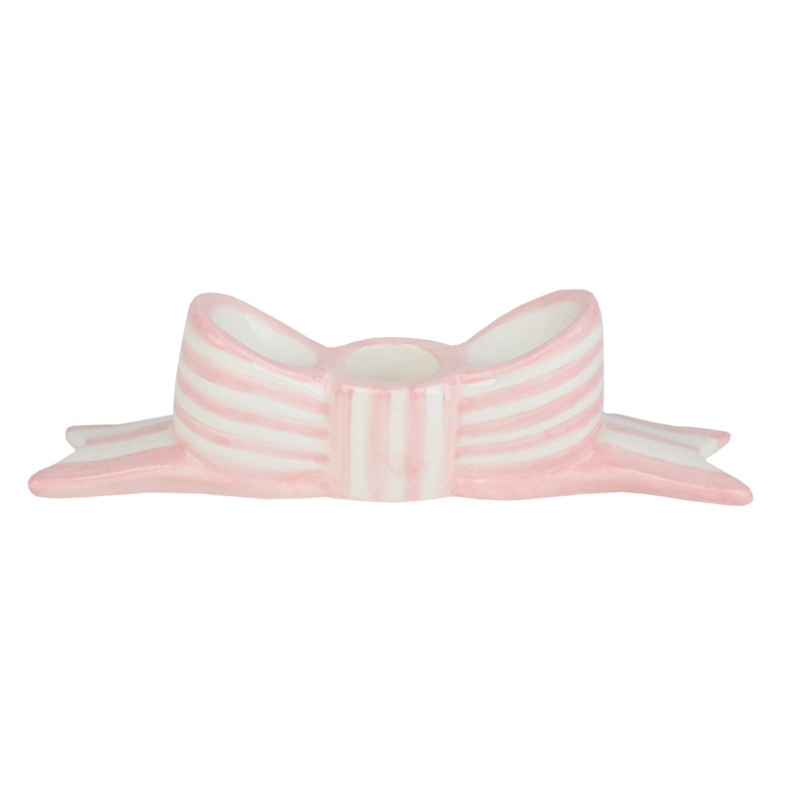Hand-Painted Pink Bow Ceramic Candle Holder