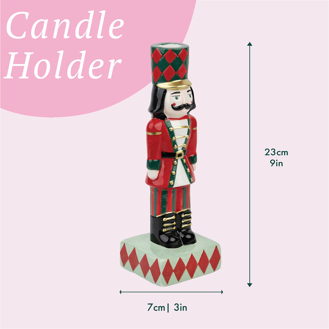 Hand-Painted Nutcracker Candle Holder