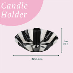 Black White Stripe Scalloped Candle Holder