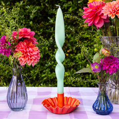Orange Scalloped Metal Dinner Candle Holder