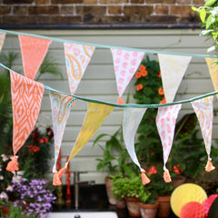 Orange & Pink Paisley Fabric Birthday Banner Bunting - 3m