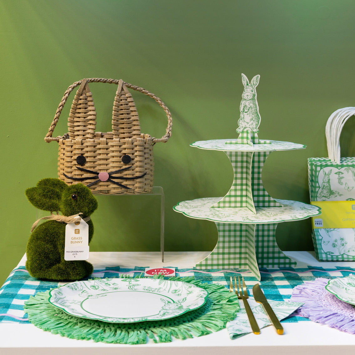 Lilac & Green Paper Raffia Placemats - 2 Pack