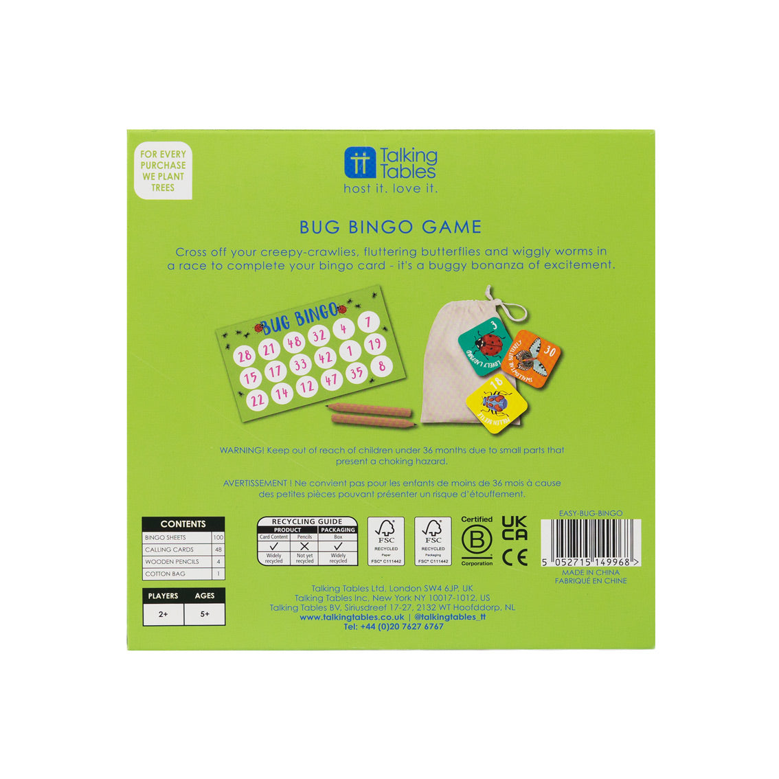 Bug Bingo Family Card Game