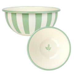 Green Stripe Enamel Bowl - 16cm