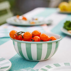 Green Stripe Enamel Bowl - 16cm