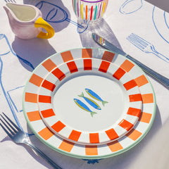 Food & Drinks Motifs Fabric Tablecloth
